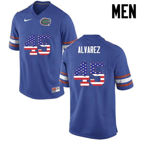 Men's NCAA Florida Gators Carlos Alvarez #45 Stitched Authentic USA Flag Fashion Nike Blue College Football Jersey OFK2265AC